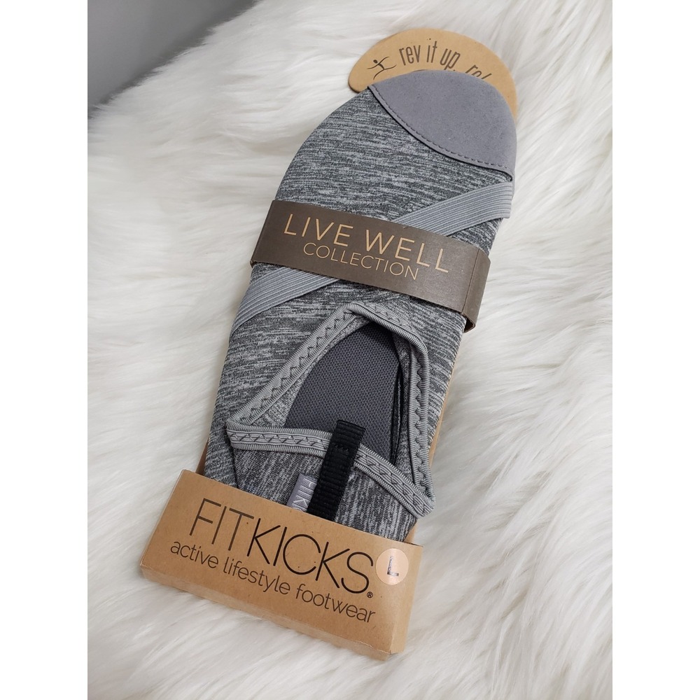 FitKicks Slip Into Comfort Yoga Women's Shoes Black Gray Size Large 8.5 / 9.5